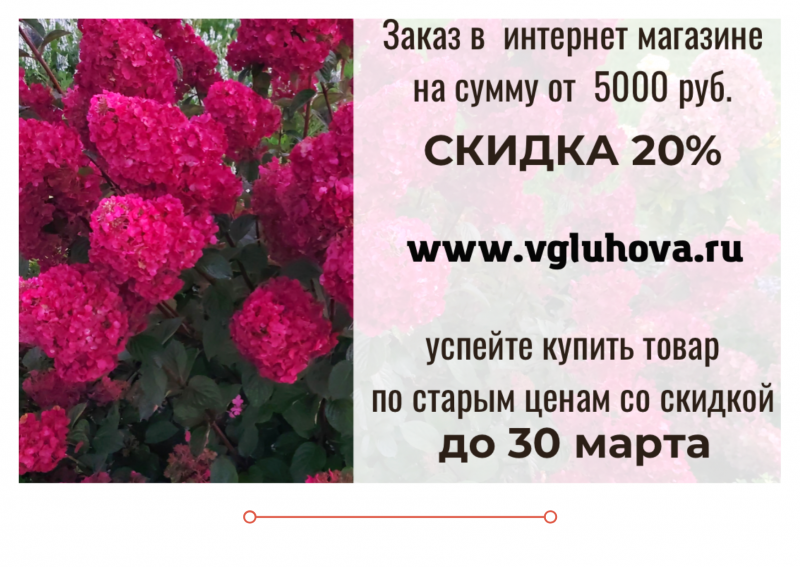 АКЦИЯ: заказ через интернет магазин на сумму от 5000₽ скидка 20%
